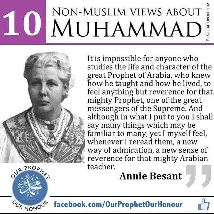 Annie Besant view about Prophet Muhammad (PBUH)