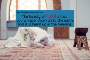 The beauty of Sujood is that you whisper down on to the earth, And it is heard up in the Heavens.