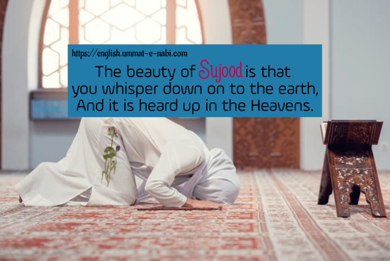 The beauty of Sujood is that you whisper down on to the earth, And it is heard up in the Heavens.
