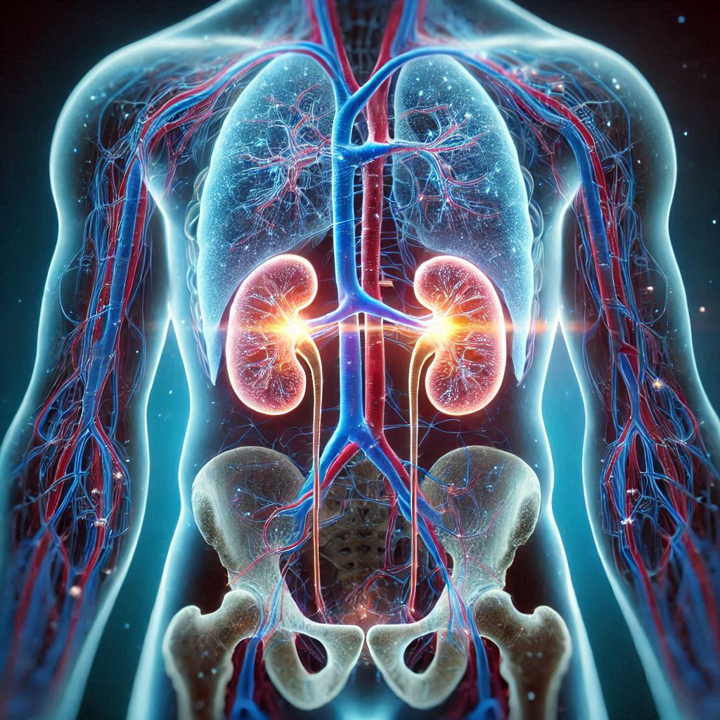 Hologram of the kidneys in the human body