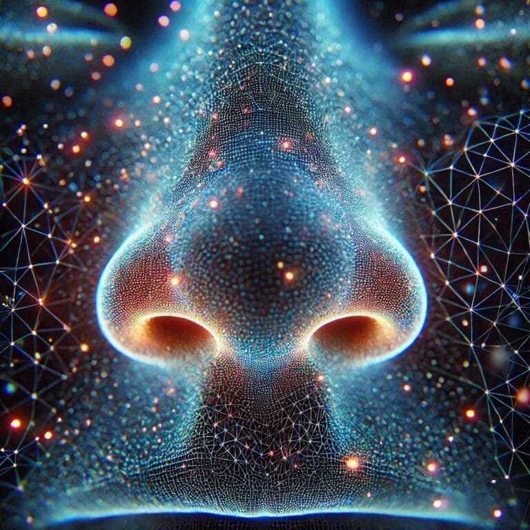 Hologram of the human nose, tiny hairs inside the nose