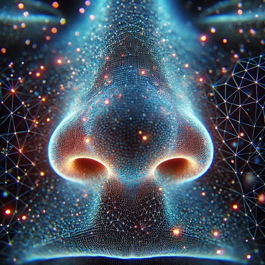 Hologram of the human nose, tiny hairs inside the nose