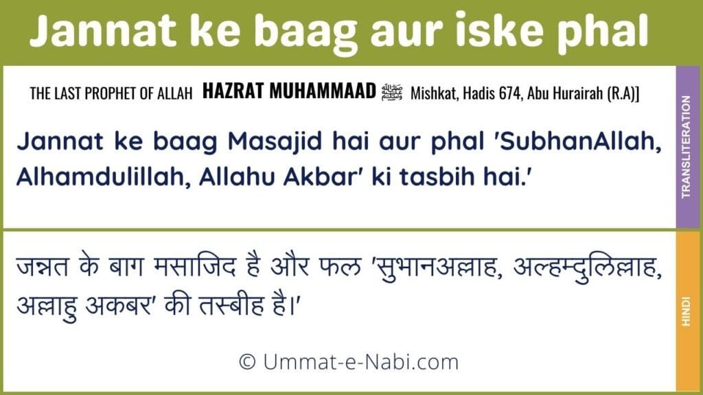 Jannat ke baag aur iske phal Hadees