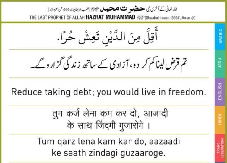 Qarz lena kum kar do, Aazadi ke sath Zindagi Guzaroge Hadees