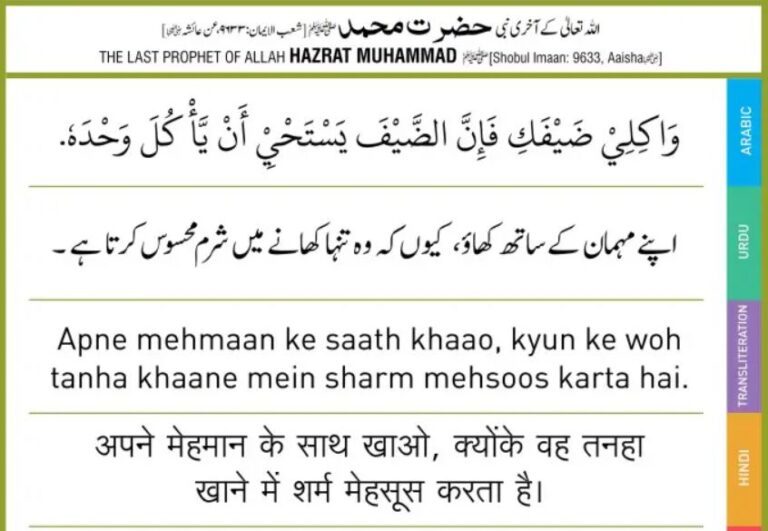 Hadees Mehman ke Sath Khao, Kyunki Wo Sharmata hai