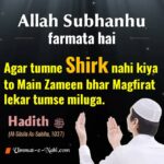 Allah Subhanahu farmata hai 'agar tumne Shirk nahi kiya to Main Zameen bhar Magfirat lekar tumse miluga'