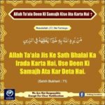 Allah jiski Bhalayi Chahta hai usko Deen ki Samajh deta hai [Hadees Sahih Bukhari 71]